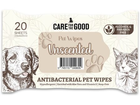 15% OFF: Care For The Good Antibacterial Pet Wipes For Cats & Dogs 20pc For Sale