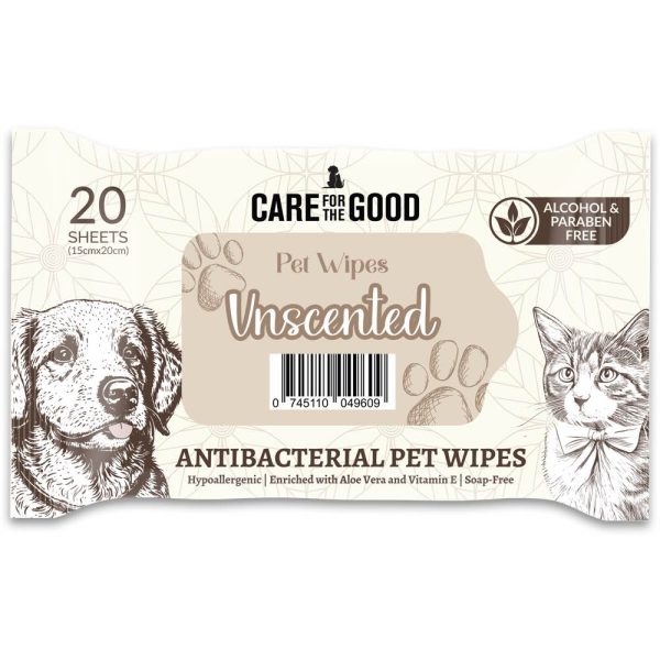 15% OFF: Care For The Good Antibacterial Pet Wipes For Cats & Dogs 20pc For Sale