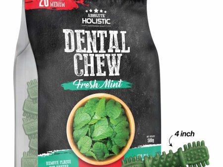 34% OFF: Absolute Holistic Fresh Mint Medium Grain-Free Dental Dog Chews 20pc Fashion