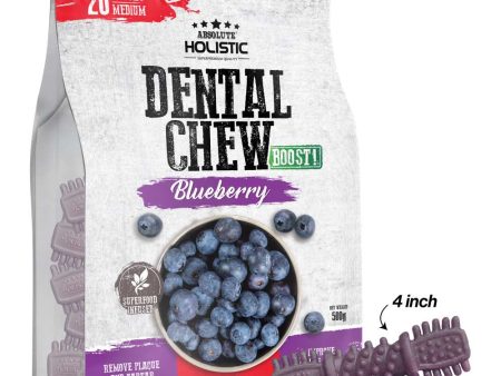 34% OFF: Absolute Holistic Boost Blueberry Medium Grain-Free Dental Dog Chews 20pc Online Sale