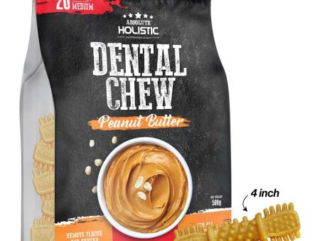 34% OFF: Absolute Holistic Peanut Butter Medium Grain-Free Dental Dog Chews 20pc Sale