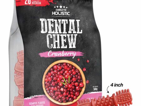 34% OFF: Absolute Holistic Cranberry Medium Grain-Free Dental Dog Chews 20pc Supply