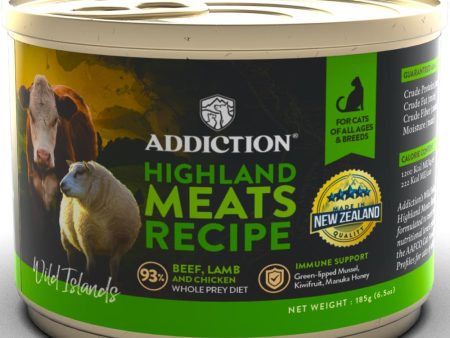 23% OFF: Addiction Wild Islands Highland Meats Beef, Lamb & Chicken Grain-Free Canned Cat Food 185g Fashion