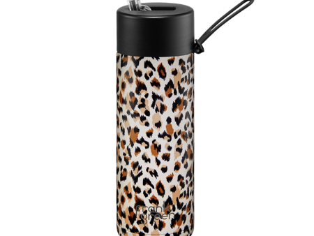 Frank Green - Stainless Steel Ceramic Reusable Bottle with Straw - Sketch Leopard Savannah (20oz) Fashion