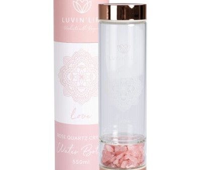 Luvin Life - Crystal Water Bottle - Rose Quartz Love (550ml) on Sale