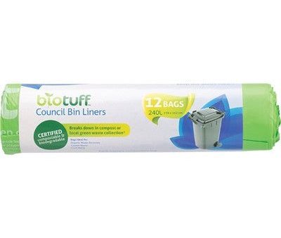 Biotuff - Council Bin Liners - Large Bags (240L x 12) Discount