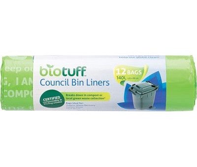 Biotuff - Council Bin Liners - Large Bags (140L x 12) Online Hot Sale