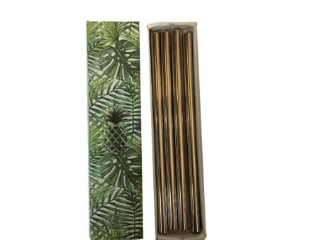 The Pineapple Co Four x 5 inch Metal Straws Silver For Discount