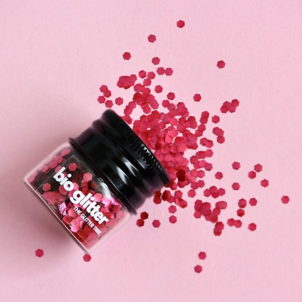 The Glitter Tribe - Biodegradable Glitter Glass Jar - Blush Red (10g) Online now