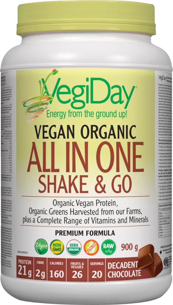 VegiDay Vegan Organic All In One Shake & Go Decadent Chocolate 860g Discount