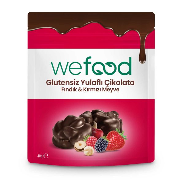 Wefood Glutensiz Yulaflı Çikolata Fındıklı & Kırmızı Meyveli 40 gr 5 li Fashion