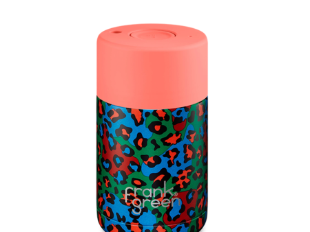 Frank Green - Stainless Steel Ceramic Reusable Cup with Push Button Lid - Disco Cat Reef (10oz) Cheap