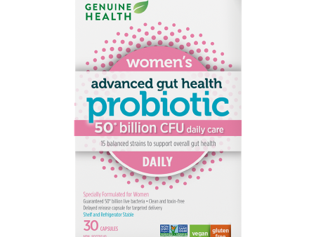 Genuine Health Adv. Gut Health Women s Daily Probiotics 50B 30 Vegan Capsules Cheap