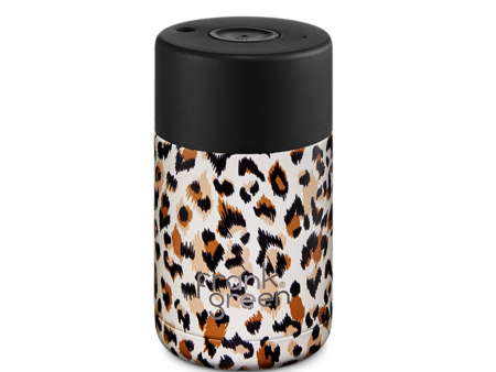 Frank Green - Stainless Steel Ceramic Reusable Cup with Push Button Lid - Sketch Leopard Savannah (10oz) Online Hot Sale