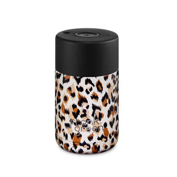 Frank Green - Stainless Steel Ceramic Reusable Cup with Push Button Lid - Sketch Leopard Savannah (10oz) Online Hot Sale