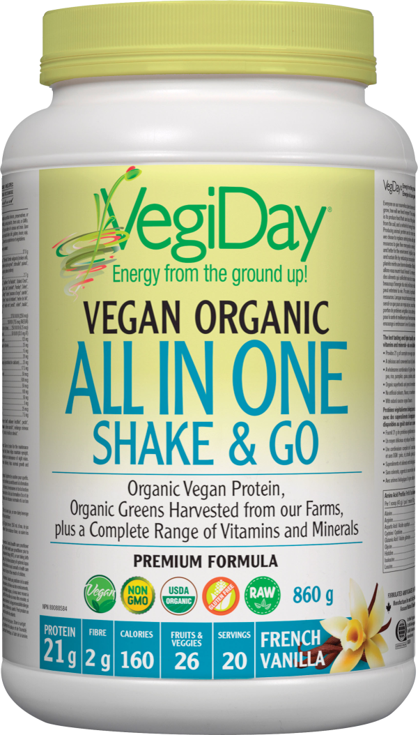 VegiDay Vegan Organic All In One Shake & Go Vanilla 860g Fashion