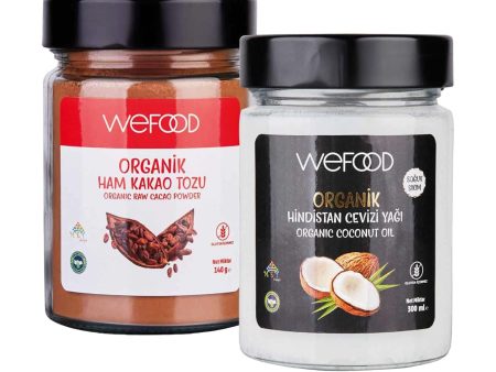 Wefood Organik Hindistan Cevizi Yağı 300 ml + Organik Ham Kakao Tozu 140 gr Online Sale