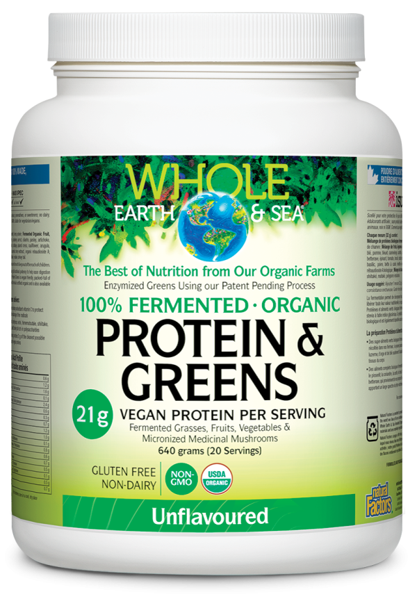 Whole Earth & Sea 100% Fermented Organic Protein & Greens Unflavoured 640g Online now