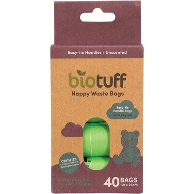 Biotuff - Biodegradable and Compostable Nappy Waste Bags - Refill (40 Bags) Online