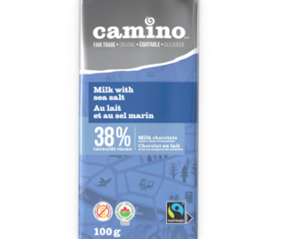 Camino Organic Milk Chocolate Bar With Sea Salt 38% 100g Supply