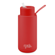 Frank Green - Stainless Steel Ceramic Reusable Bottle with Straw - Rouge (34oz) Online now