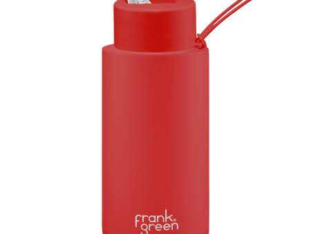 Frank Green - Stainless Steel Ceramic Reusable Bottle with Straw - Rouge (34oz) Online now