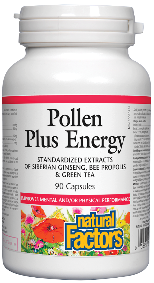 Natural Factors Pollen Plus Energy 90 Capsules on Sale