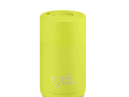 Frank Green - Stainless Steel Ceramic Reusable Cup with Push Button Lid - Neon Yellow (10oz) For Cheap