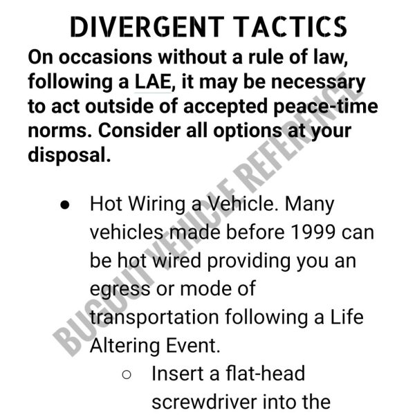 Bugout Vehicle Reference - Vehicular Prepping and Operation For Discount