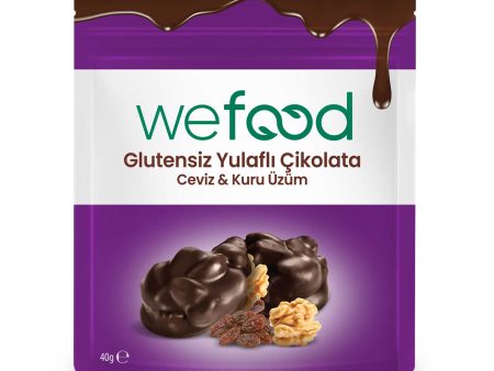 Wefood Glutensiz Yulaflı Çikolata Cevizli & Kuru Üzümlü 40 gr 3 lü Hot on Sale