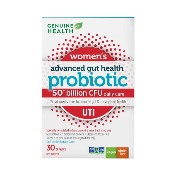 Genuine Health Advanced Gut Health Women s UTI Probiotics 50 Billion 30 Vegan Capsules For Cheap