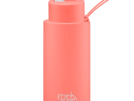 Frank Green - Stainless Steel Ceramic Reusable Bottle with Straw - Living Coral (34oz) Fashion